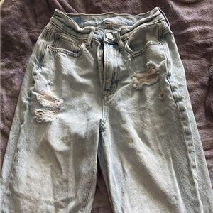 American Eagle Outfitters Light Blue High-Rise Distressed Jeans
